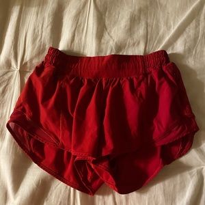 red hotty hot lululemon shorts